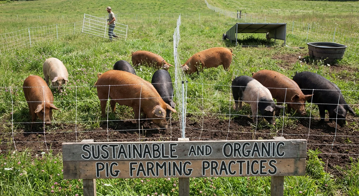 Pigs rotating through lush pasture paddocks, demonstrating sustainable and organic pasture-based farming practices