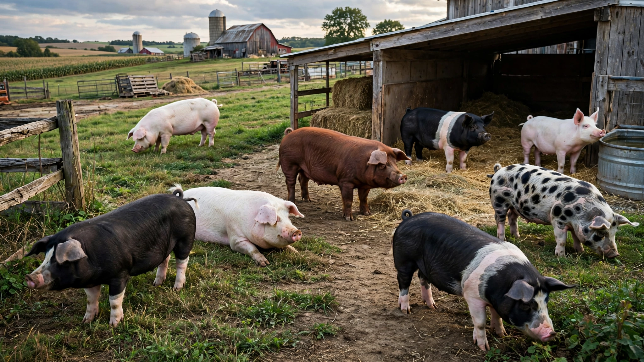 Eight major pig breeds raised in the USA