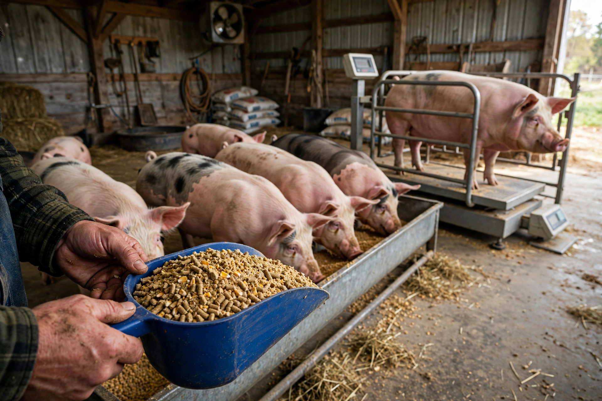 Measuring pig feed efficiency and weight gain for FCR