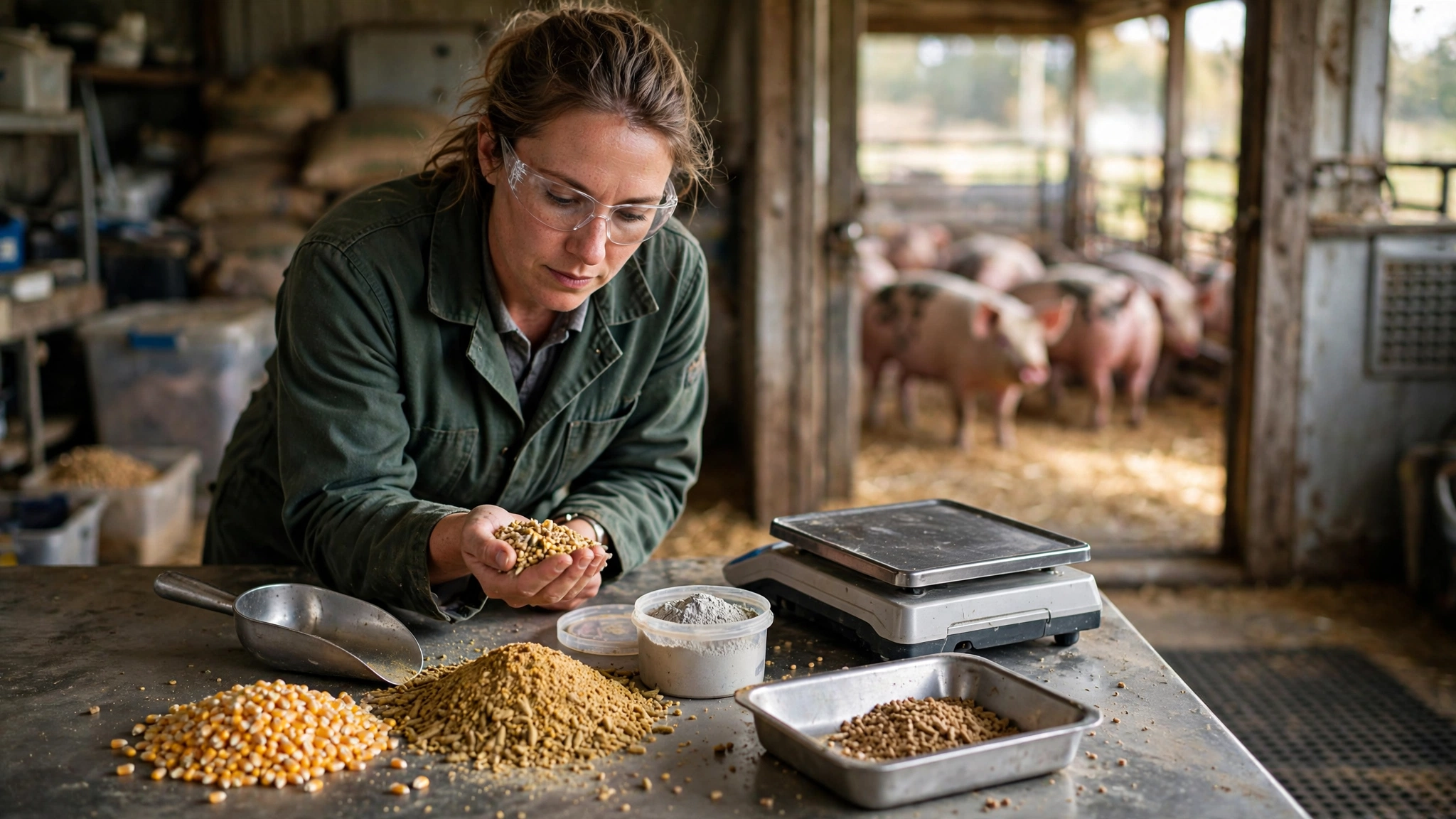 Pig feed formulation with corn soybean meal and SID lysine