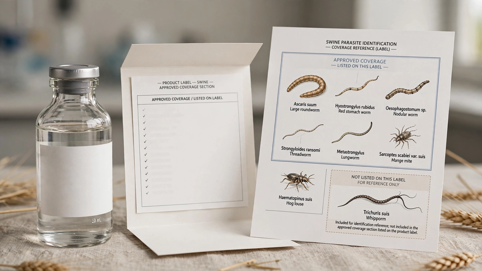 ivermectin label coverage for pig parasites, including Ascaris suum and lungworms