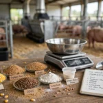 Pig feed formulation with corn soybean meal and other feed ingredients