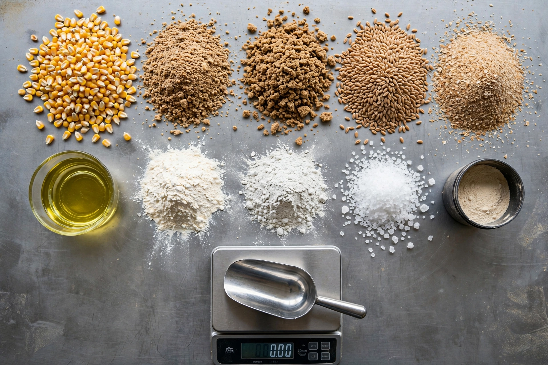 Pig feed ingredients including corn soybean meal and DDGS