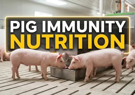 Pig Immunity Nutrition main cover showing healthy nursery pigs in a farm setup