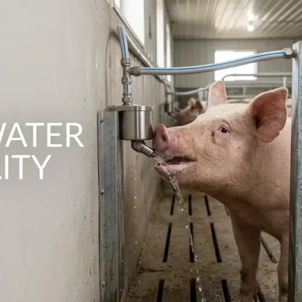 Pig water quality pathway from source through supply line and drinker to pig