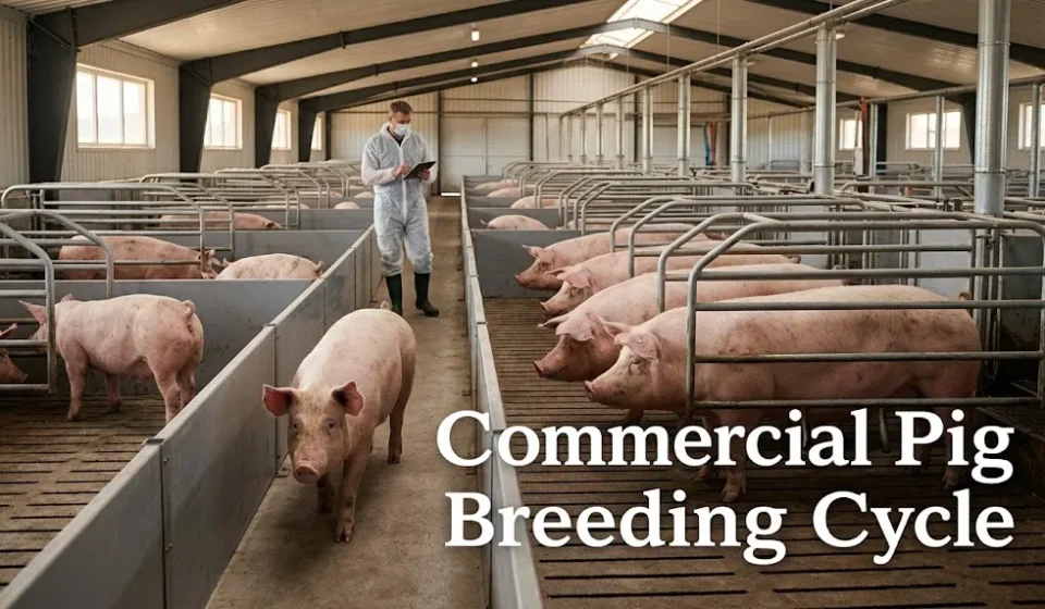 Commercial Pig Breeding Cycle: Days, Intervals, and Where Schedules Slip Commercial pig breeding cycle showing gestation, lactation, and return to estrus