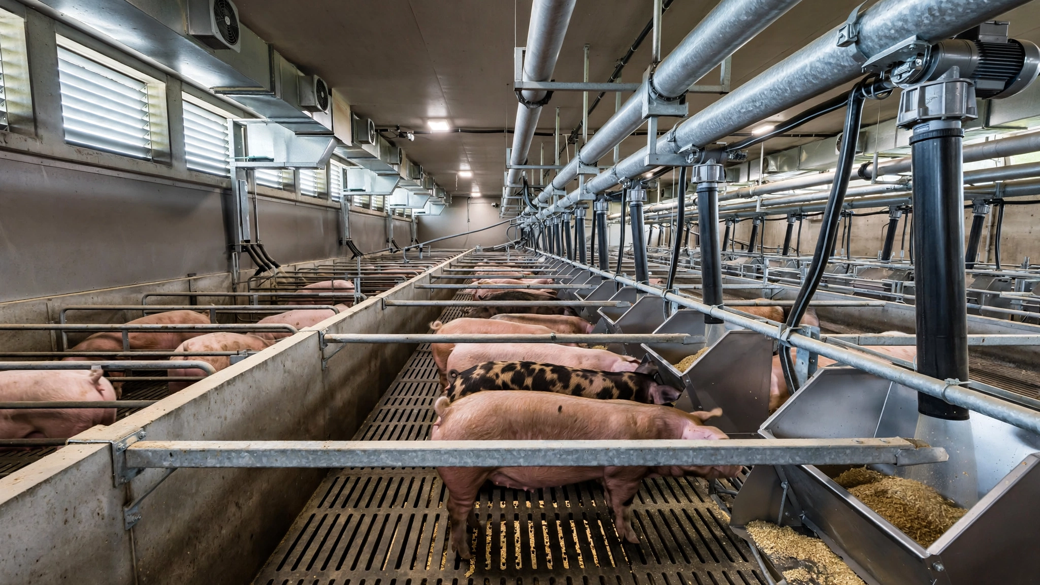 commercial pig feed management in a U.S. finishing barn