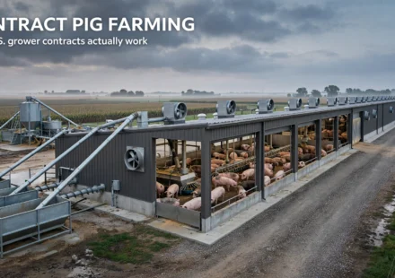 U.S. contract pig farming production stages from weaned pigs to market weight
