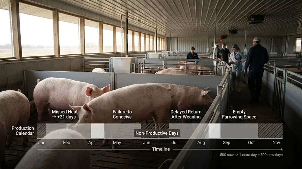 Non-productive days causing schedule losses in a commercial sow herd