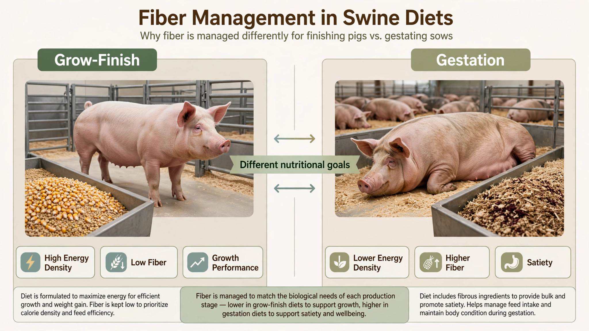 Comparison of low fiber finishing pig diets and high fiber gestation sow diets