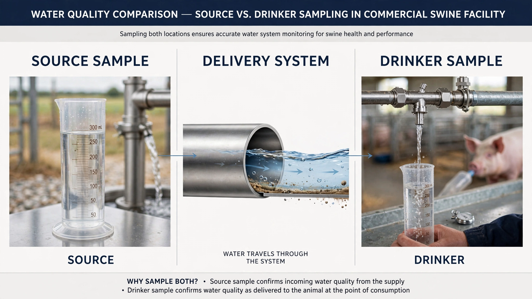 Pig water quality comparison between source water and water at the drinker