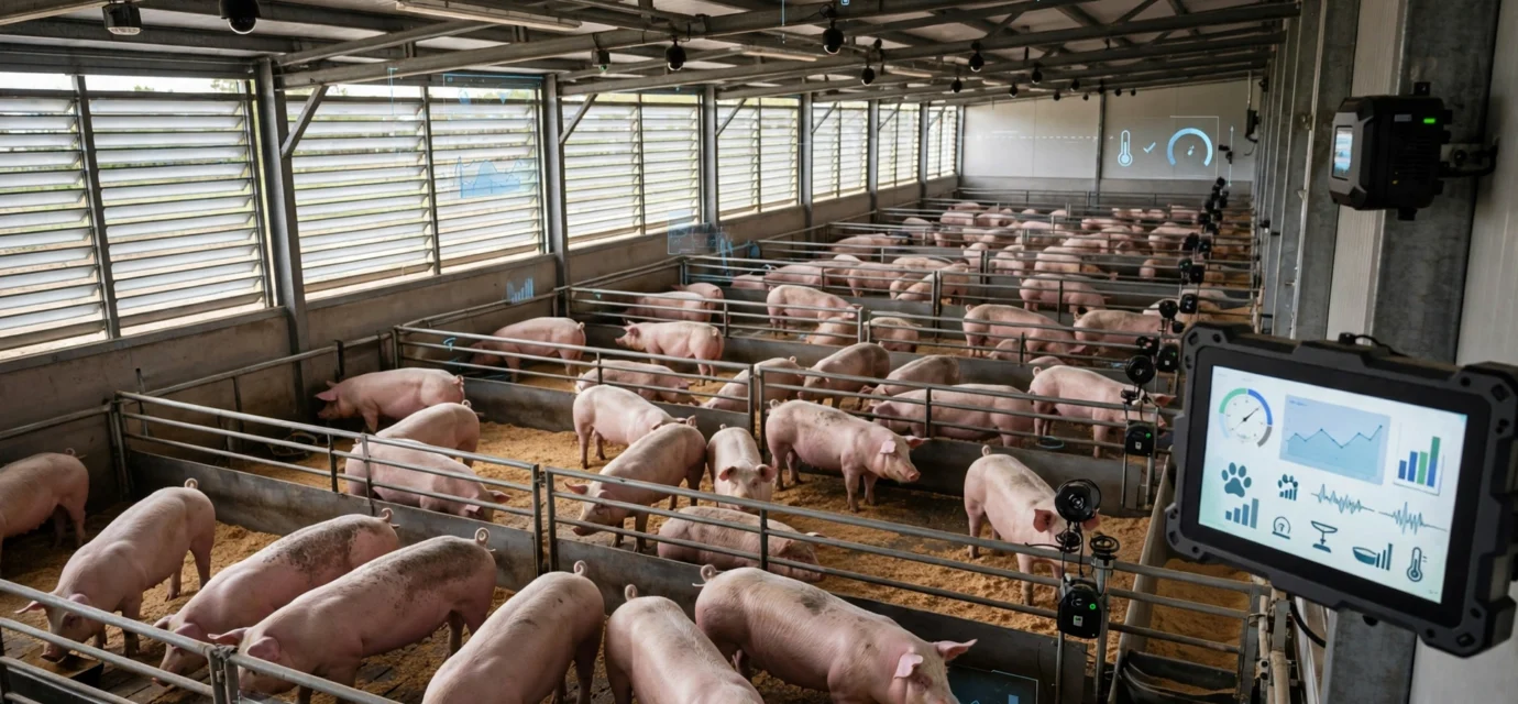 Smart pig farming technology using cameras, sensors and data analytics