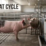 Pig heat cycle showing a sow at standing heat during reproductive monitoring