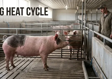 Pig heat cycle showing a sow at standing heat during reproductive monitoring