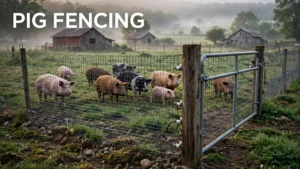 Pig fencing on a small U.S. farm