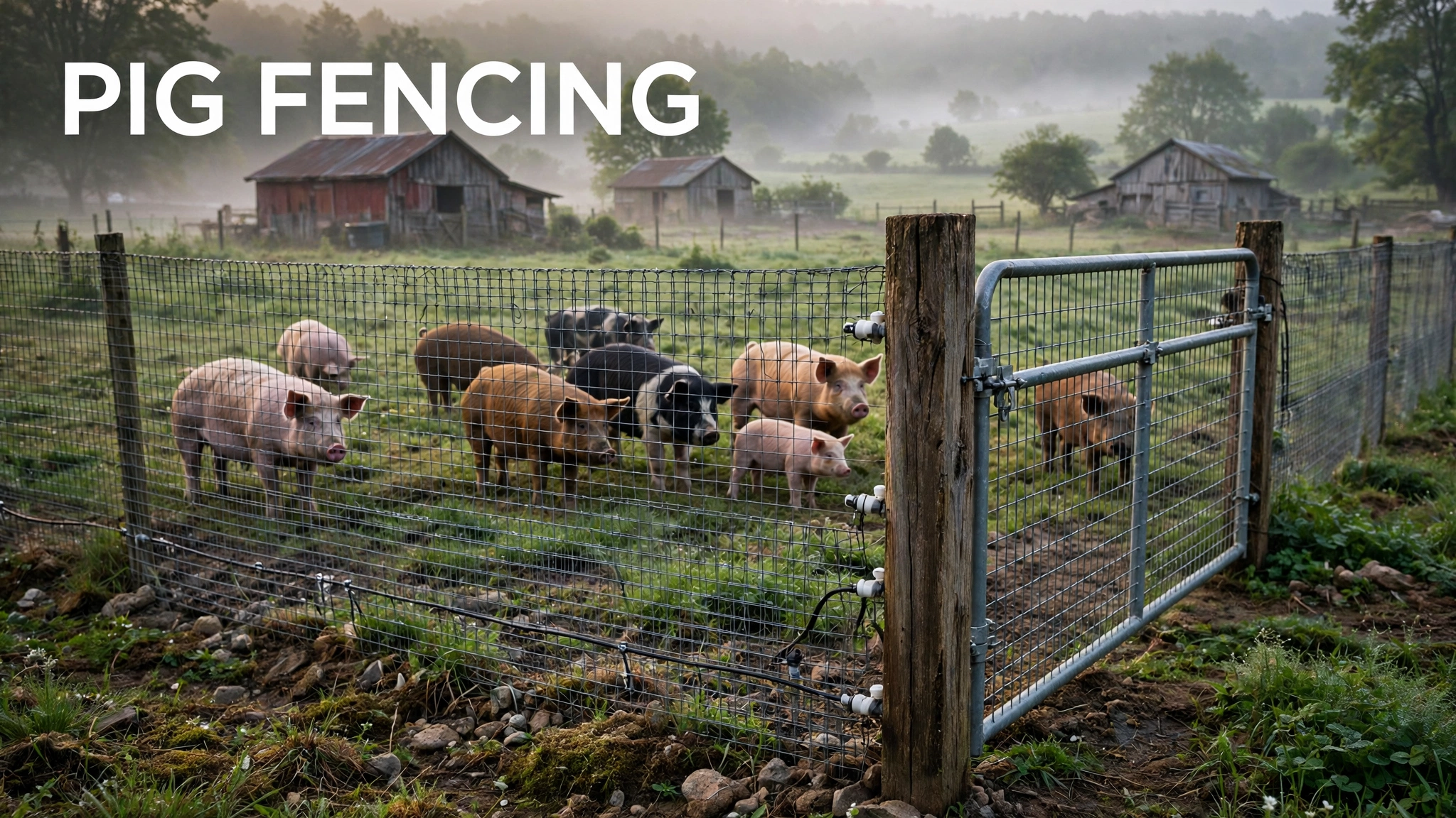 Pig fencing on a small U.S. farm
